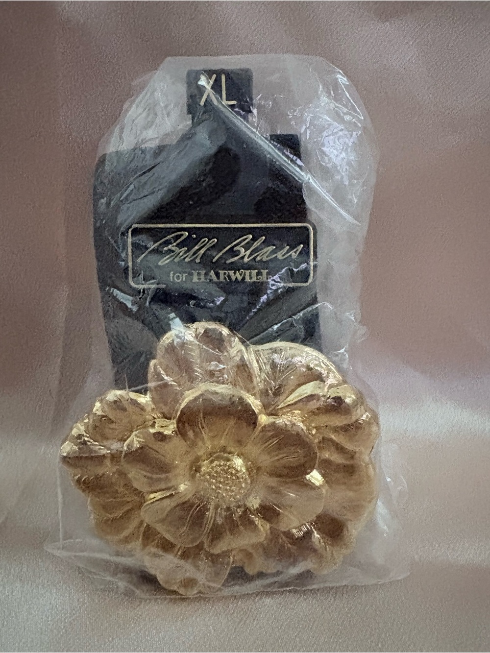 Vintage Bill Blass for Harwill Gold Tone Floral Stretch Belt XL NWT